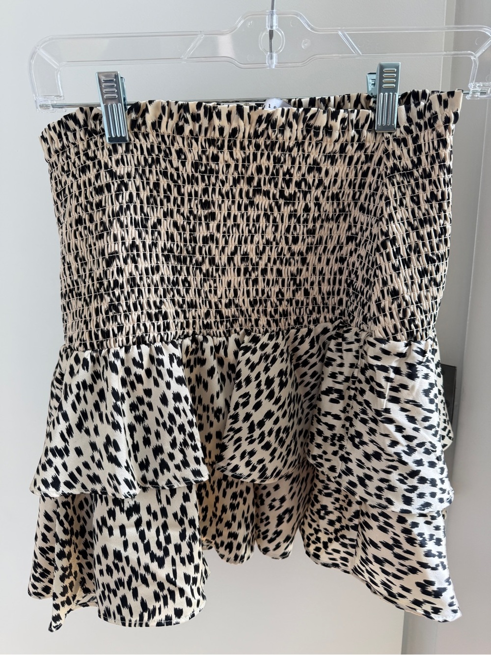 Ruffle Satin Mini Skirt - Black & Cream print